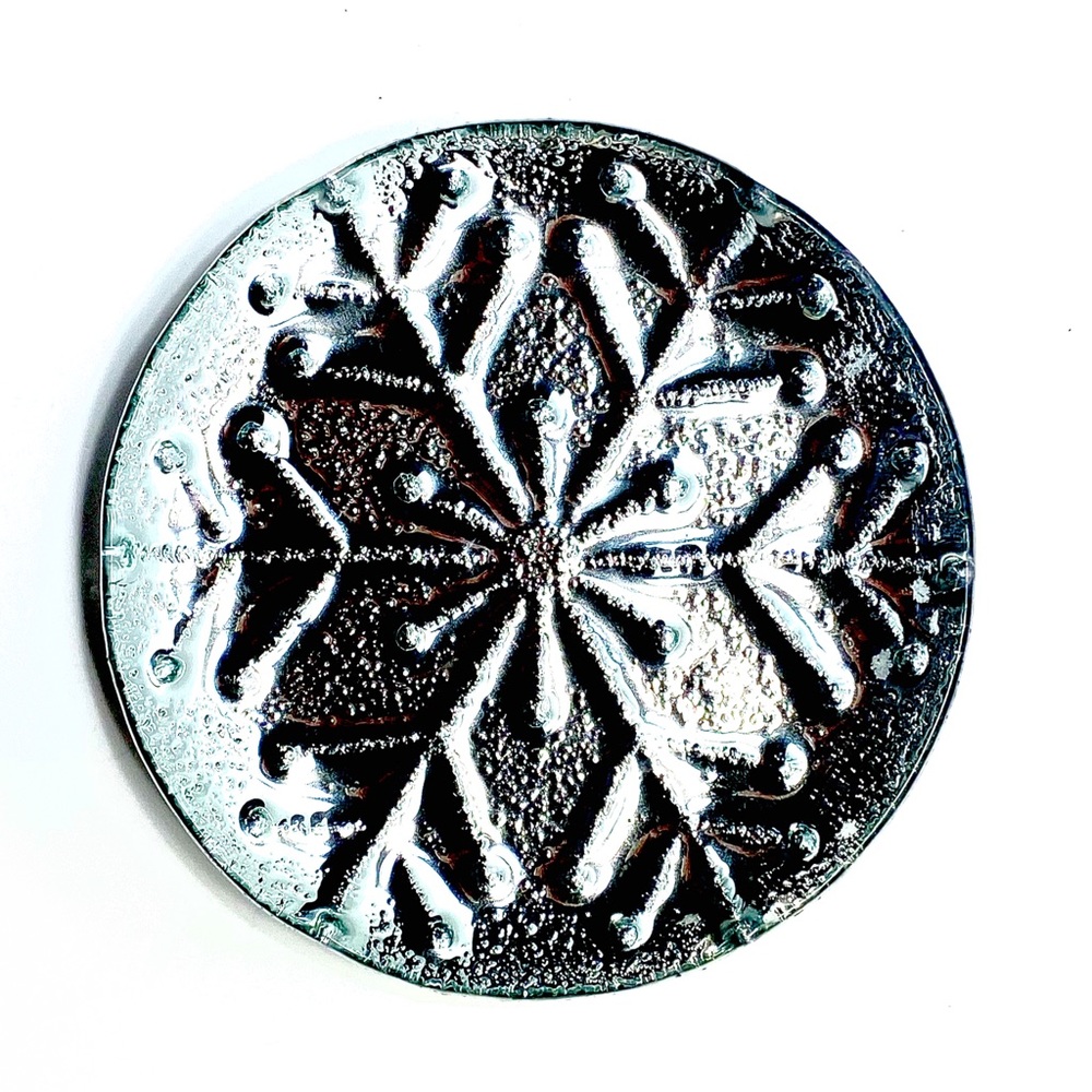 Glass Snowflake Winter Christmas Silver Plate Serving Dish - Picture 1 of 3